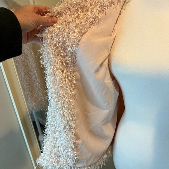 Alfani Silver Peony Pink confetti fringe jacket, Size Medium - Picture 9 of 12